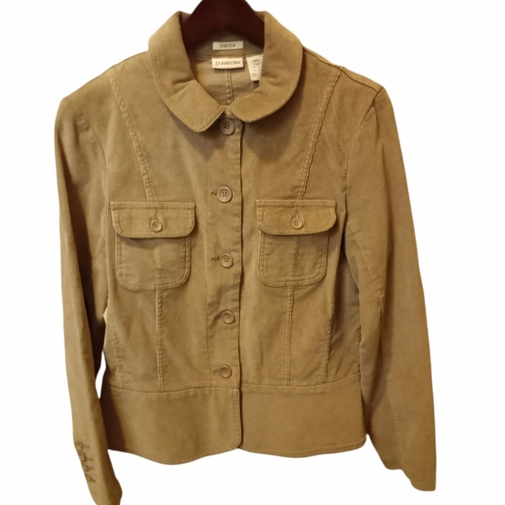 St John's Bay khaki corduroy light weight button close jacket